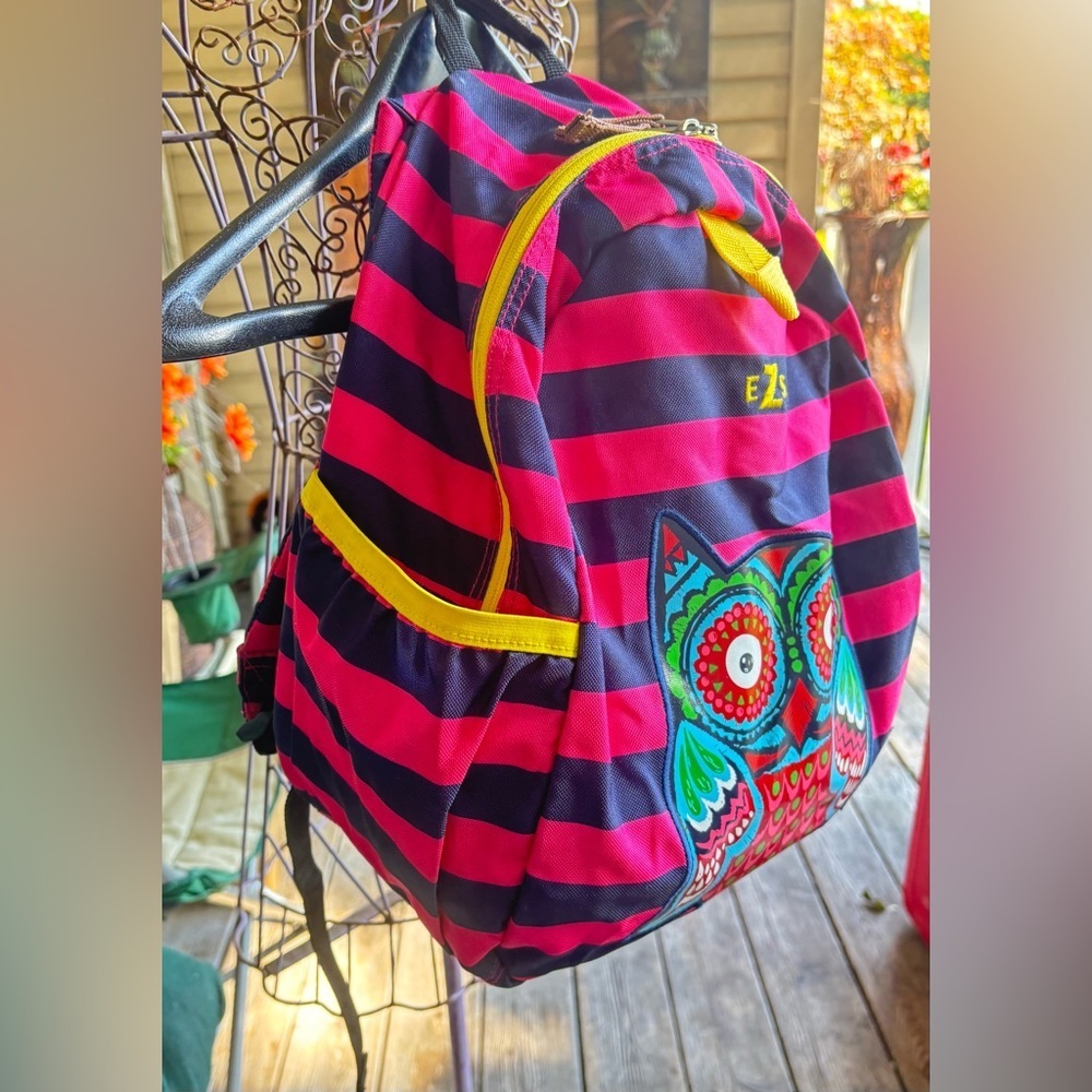 Hanna Andersson Owl patched Striped Back pack - Picture 6 of 15